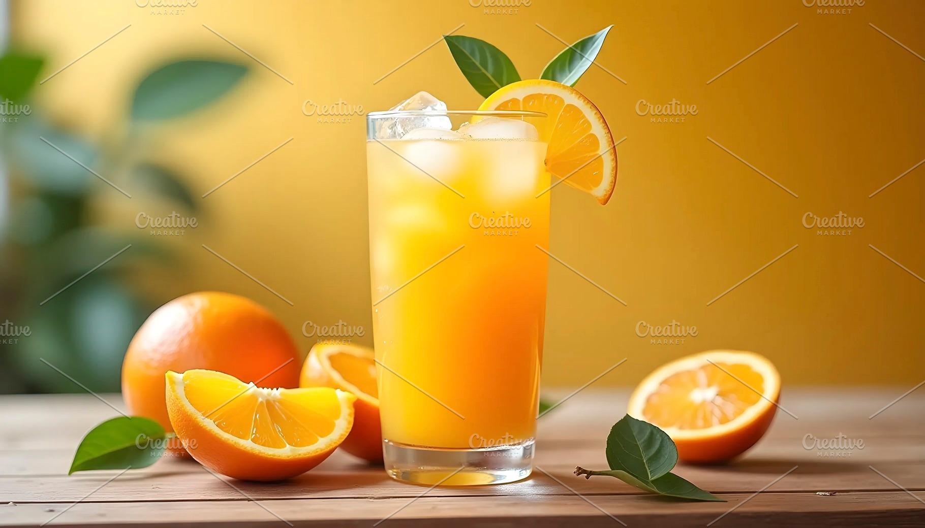 resh Orange Juice With Ice And Slice, a Photo by LOGOCREATIVE