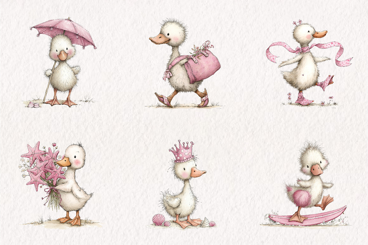 Whimsical Summer Beach Duck Clipart, an Illustration by CreationArt (Photo 7 of 7)