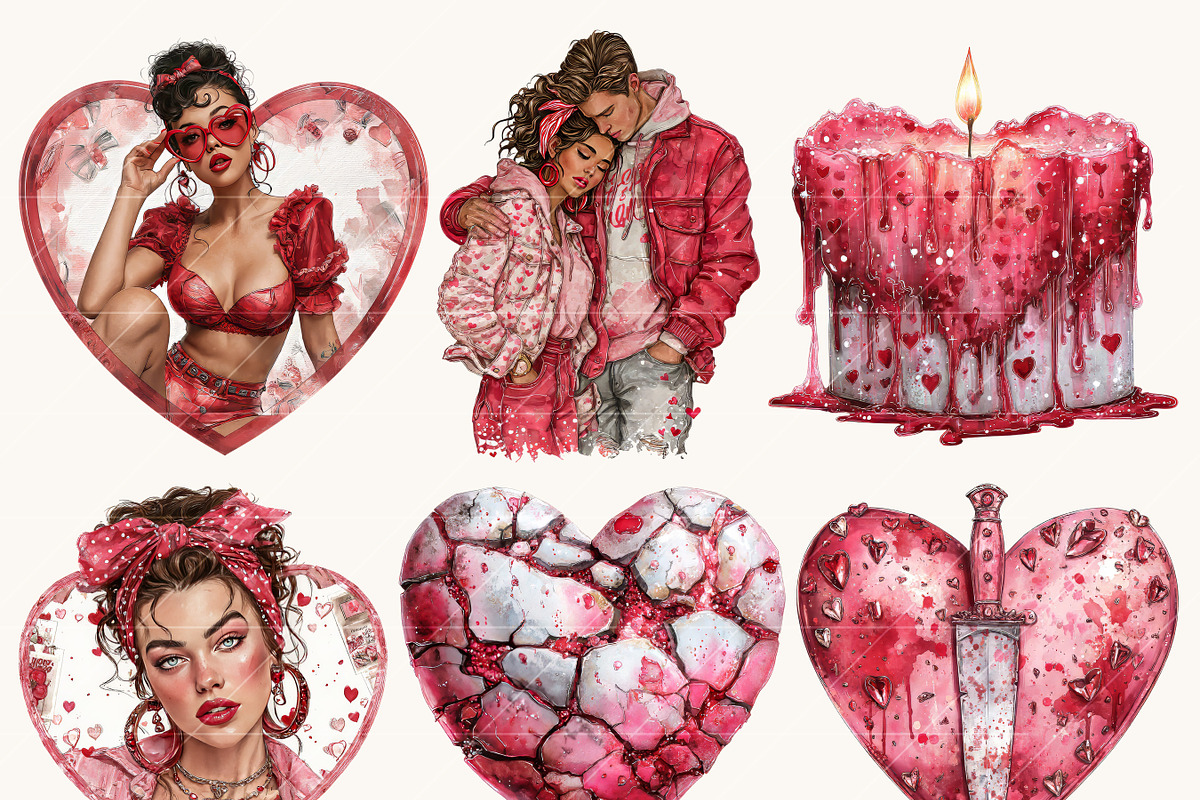 Red Valentine Clipart Bundle, a Seasonal Illustration by BusyDaydesign (Photo 4 of 9)