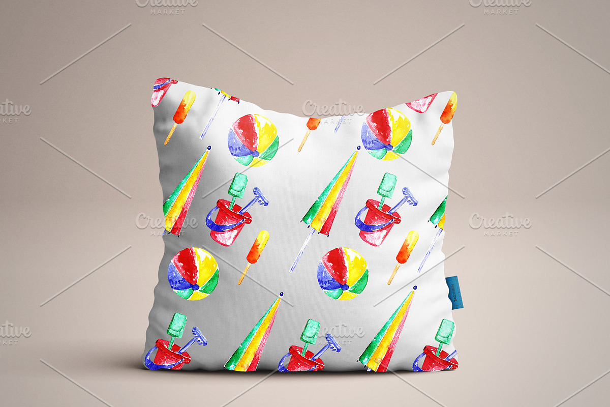 Summer watercolor objects., a Decorative Illustration by moto_cat (Photo 2 of 2)