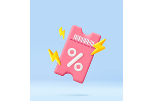 3D coupon with flash., an Object Illustration by ModVector