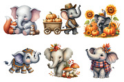 Watercolor Autumn Elephant Clipart, an Illustration by Daily.Designs (Thumbnail 4 of 5)