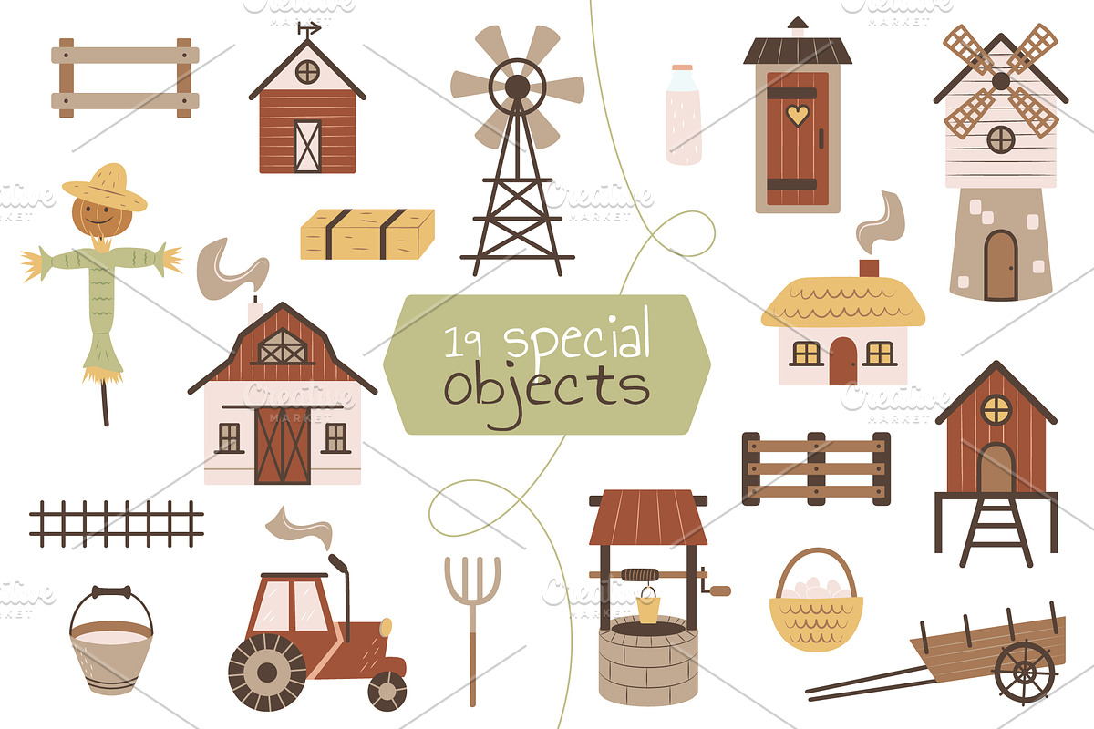 Farm Cliparts & Patterns, an Animal Illustration by Panna Limon Store (Photo 6 of 7)