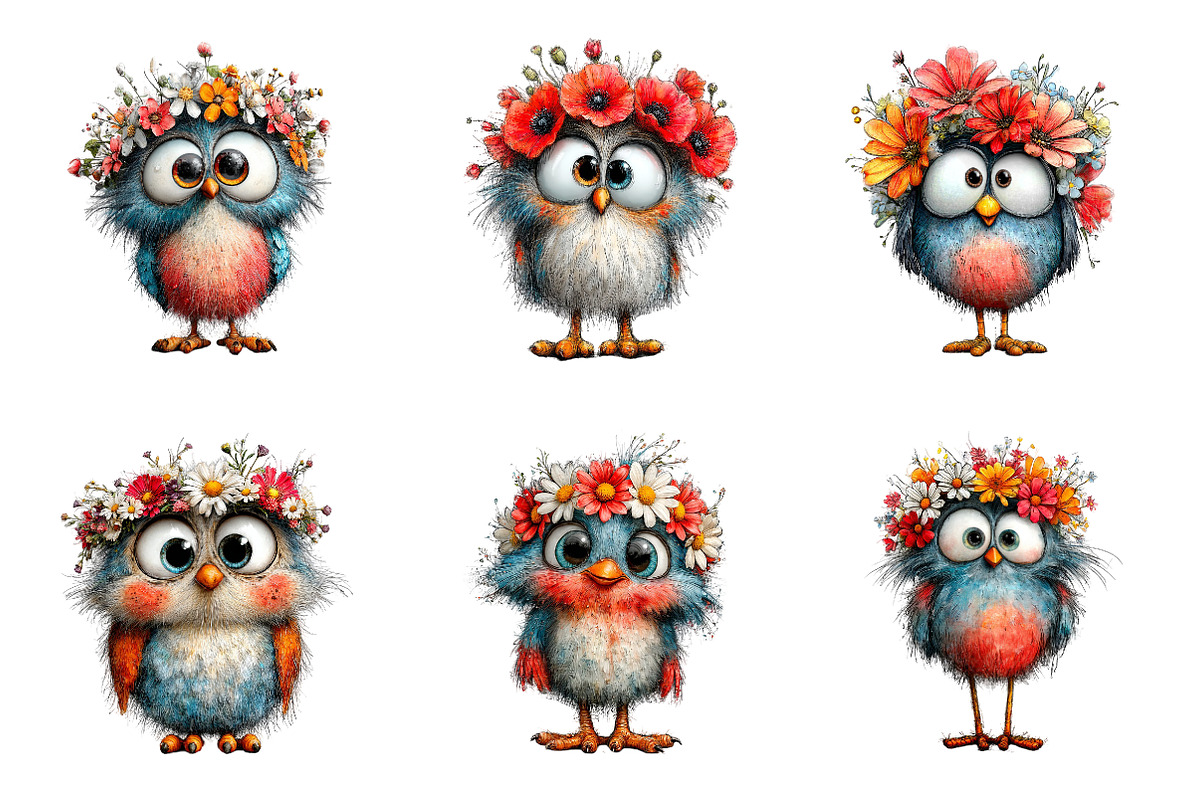 Spring cute baby birds clipart, an Illustration by SinaCreation (Photo 2 of 11)