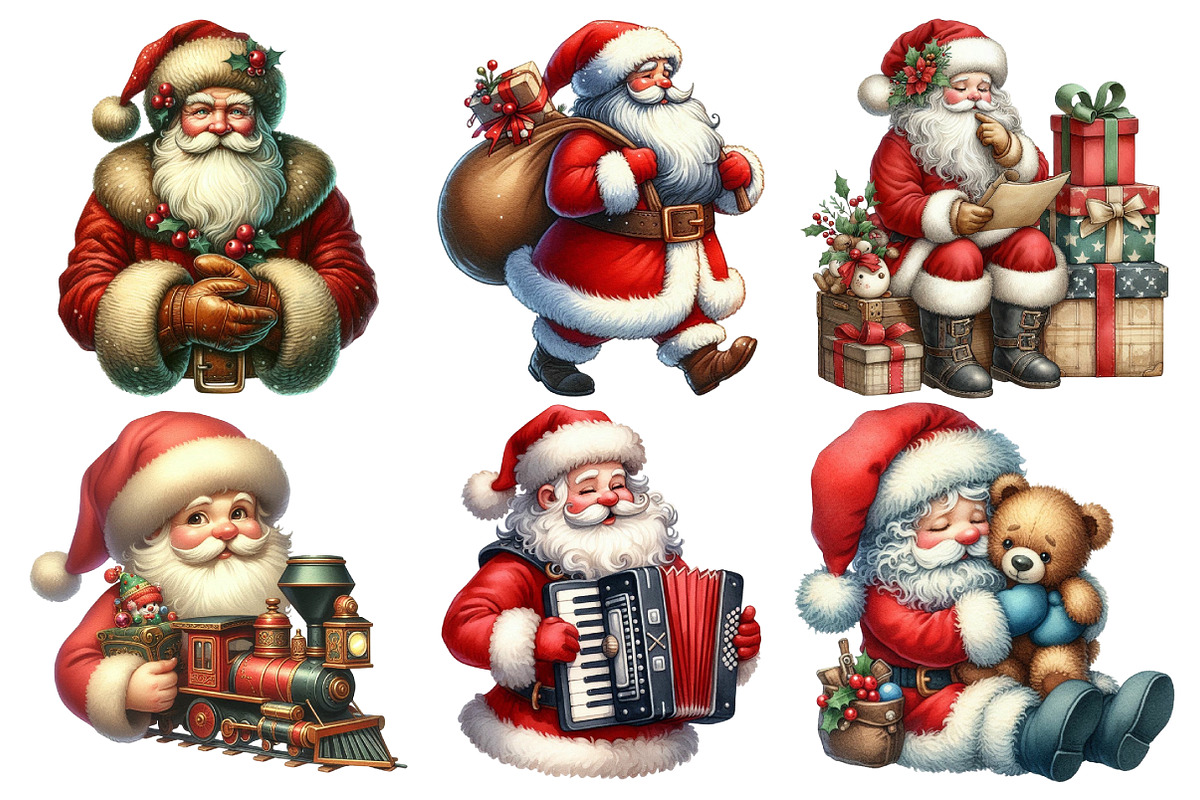 Retro Santa Clipart, an Illustration by Pixels.Craft (Photo 2 of 7)