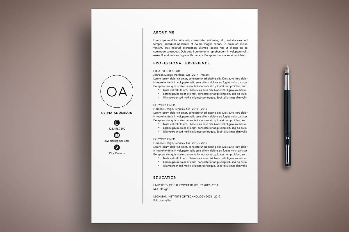 Modern Resume CV Template Mac + PC, a Resume Template by The Creative Resume (Photo 1 of 8)