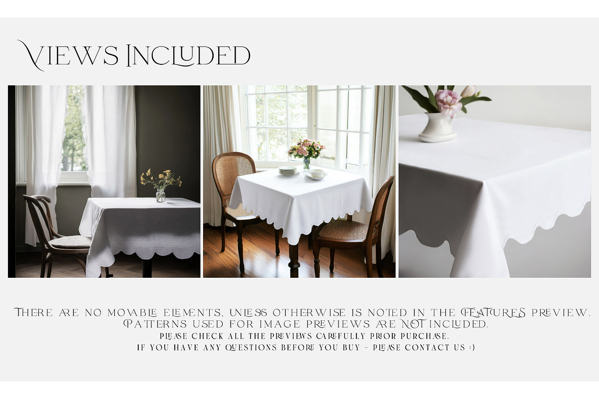 Square Scalloped Tablecloths, a Household Mockup by mock-ups (Photo 2 of 9)