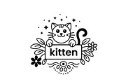 Cats cartoon logos or emblems, an Outline Icon by Lianella's Shop (Thumbnail 1 of 3)