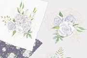 White & Green  boho flowers clipart, a Decorative Illustration by Nebbia (Thumbnail 6 of 11)