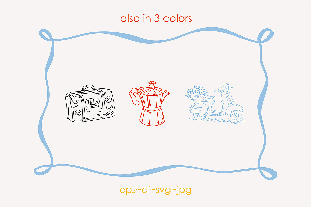 Mediterranean Summer Doodles Pack, a Decorative Illustration by SunnJaneArt (Photo 12 of 13)