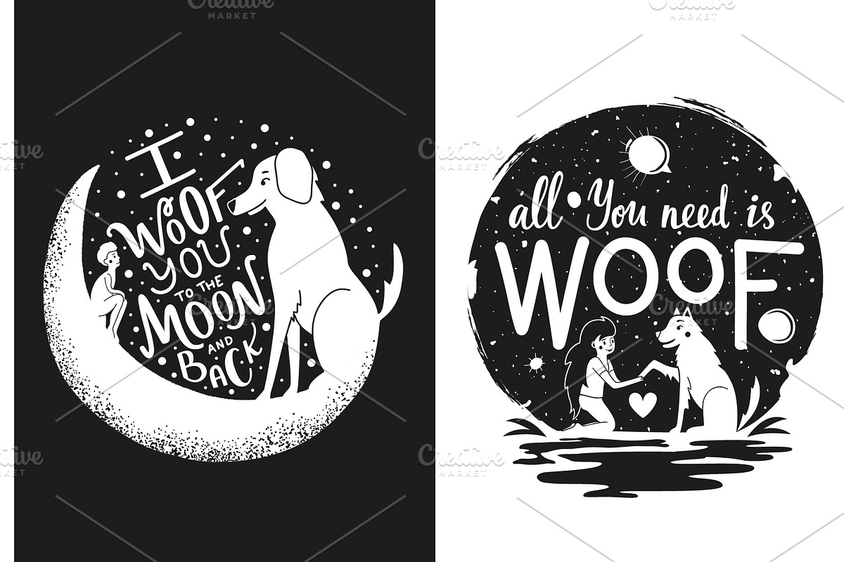 Woof you dog poster set, an Animal Illustration by JULYMILKS (Photo 1 of 3)