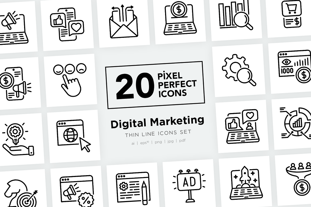 Digital Marketing Pixel Perfect Icon, an Outline Icon by Alex Blogoodf (Photo 1 of 10)