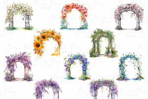 Watercolor Spring Arches Clipart