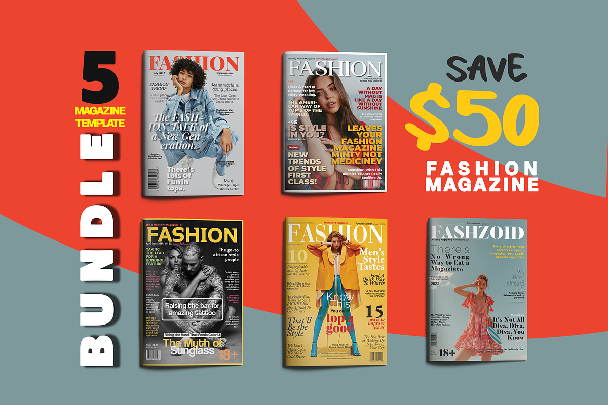 Fashion Magazine Bundle #1, a Magazine Template by Swayang (Photo 1 of 28)