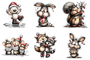 Whimsical Christmas Animals Clipart, an Illustration by DreamArtGraphic (Thumbnail 3 of 4)