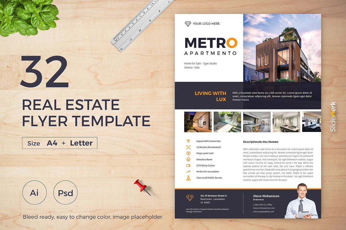 Real Estate Flyer 32, a Flyer Template by Slidewerk