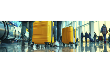 Two yellow suitcases are lined up in, a Transportation Photo by Jyliana's shop