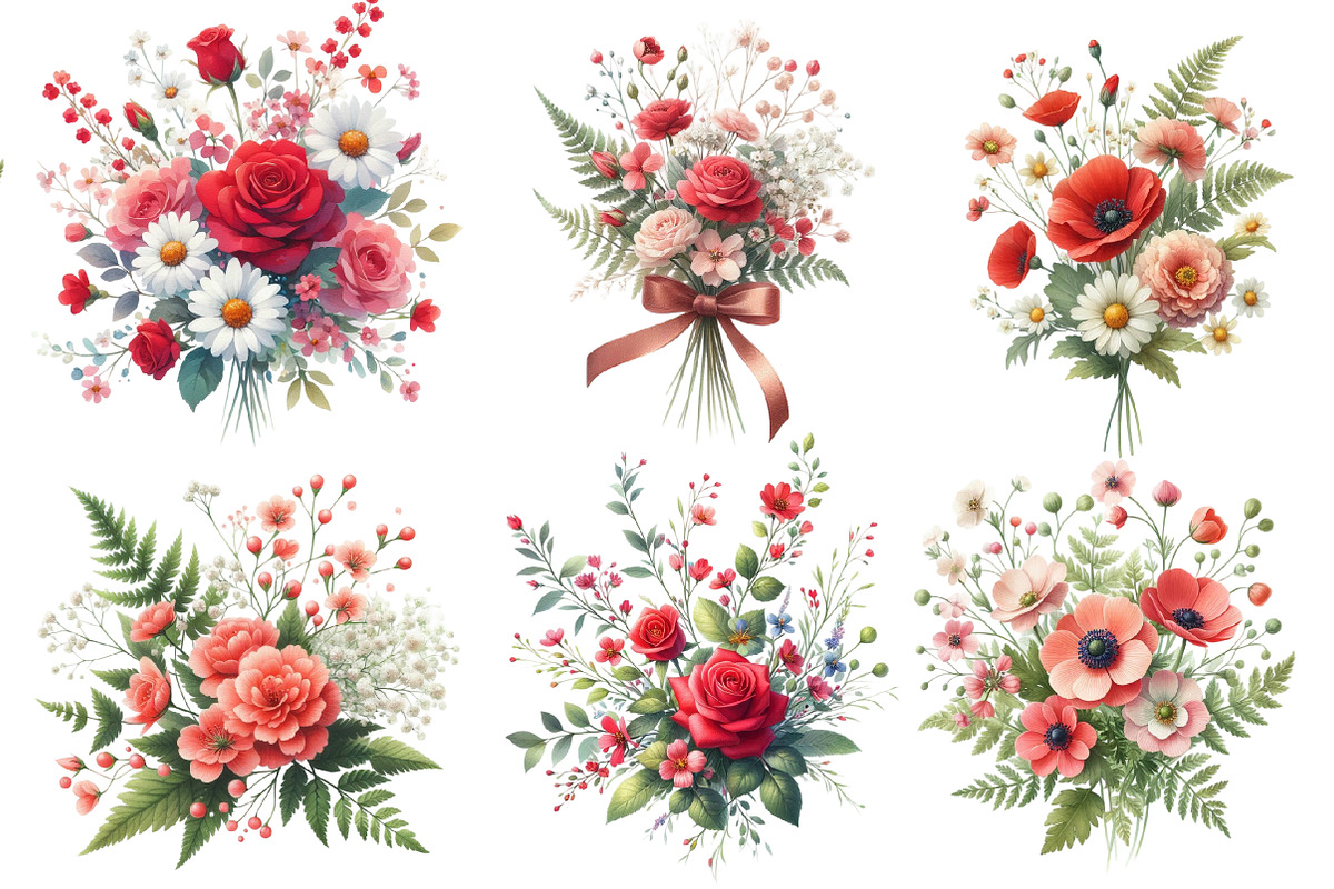 Valentine Wildflowers Clipart, an Illustration by Designworld (Photo 3 of 5)