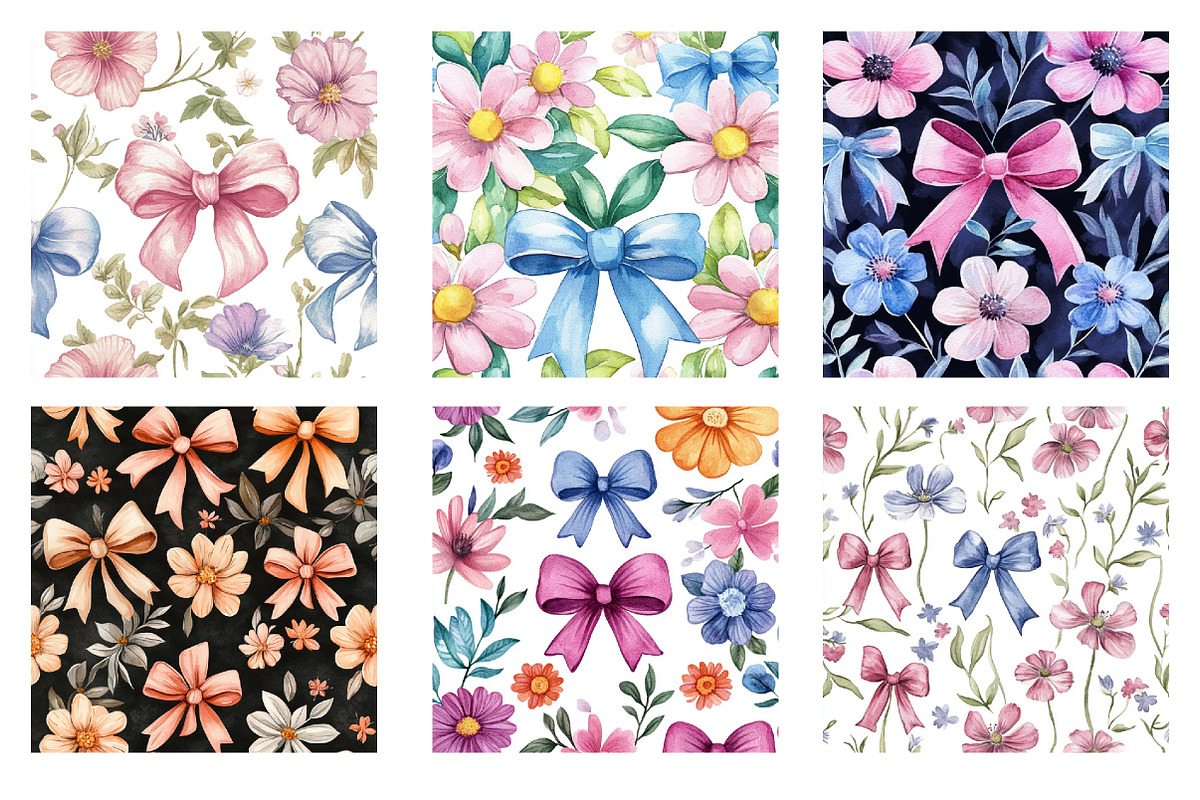 Spring Summer Floral Flowers Pattern, an Illustration by SinaCreation (Photo 2 of 5)