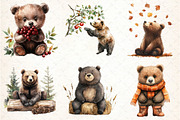 Watercolor Autumn Bear Clipart, an Illustration by DreamCafeArt (Thumbnail 4 of 9)
