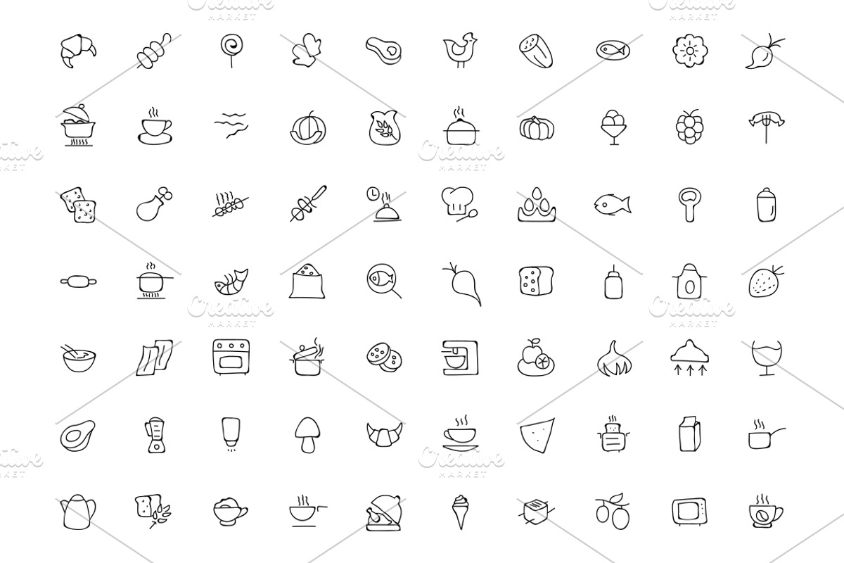 300 Food Hand Drawn Doodle Icons preview 4
