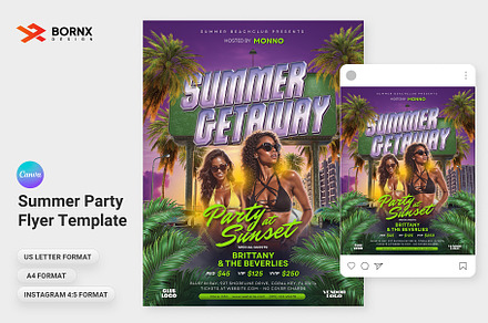 Summer Party Flyer Template Canva