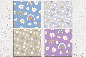 Daisies With Doodle Rainbows