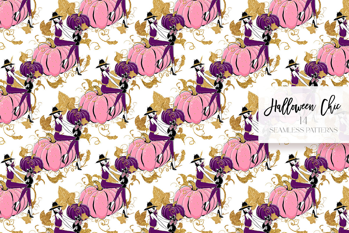 Halloween Fashion Witch Patterns, a Pattern Graphic by KaramfilaS (Photo 12 of 22)