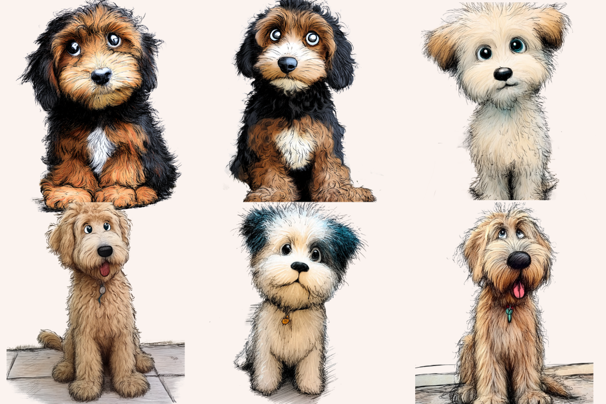 Hairy Doodle Dogs Illustrations, an Animal Illustration by PrintHaven Designs (Photo 10 of 12)