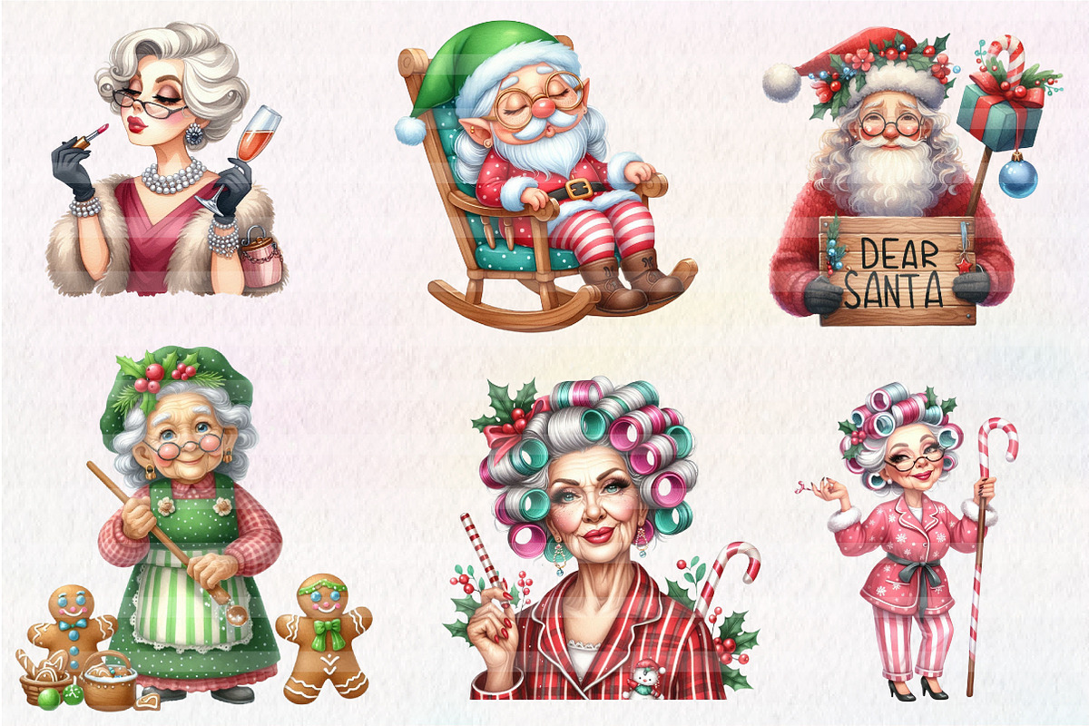 Funny Old Lady Christmas Sublimation, an Illustration by CreationArt (Photo 6 of 6)