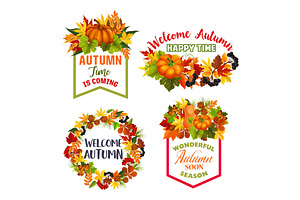 Autumn Welcome Fall Vector Leaf Acorn Icons