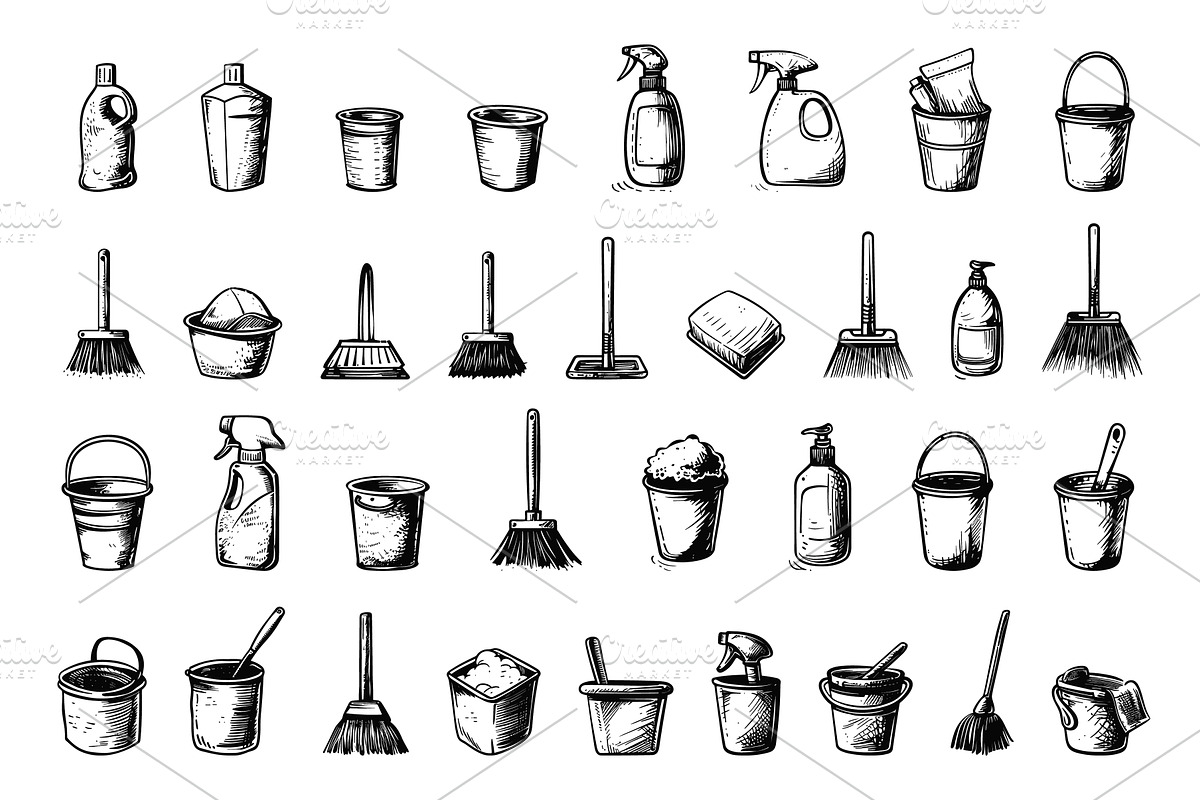 Doodle Style Tools and Buckets for, an Object Illustration by LadadikArt