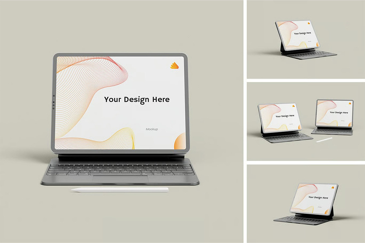 iPad Pro With Keyboard Mockup, an iPad Mockup by zpackcreative (Photo 1 of 5)