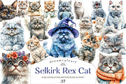 Selkirk Rex Cat Clipart, an Illustration by DreamCafeArt (Thumbnail 1 of 5)