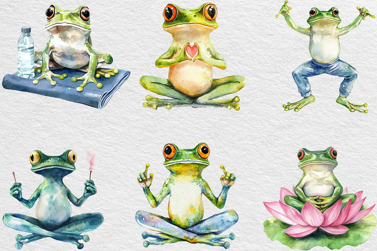 YOGA Frog Sublimation Clipart, an Illustration by Black Bird Studio (Photo 6 of 6)