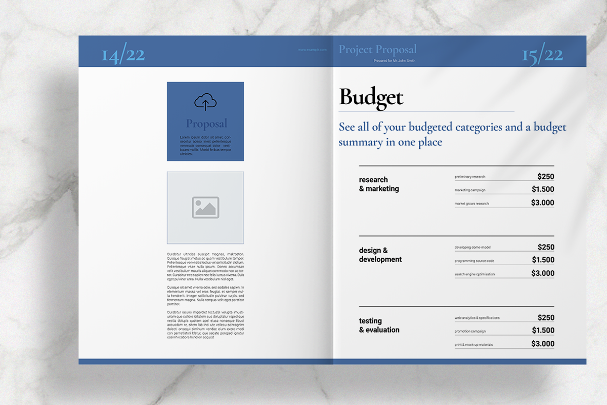 Blue Business Proposal Layout, a Brochure Template by Boris Cupac (Photo 9 of 13)