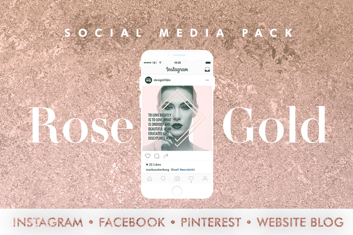 ROSE GOLD | SOCIAL MEDIA BUNDLE, a Social Media Template by DESIGN HQ (Photo 1 of 9)