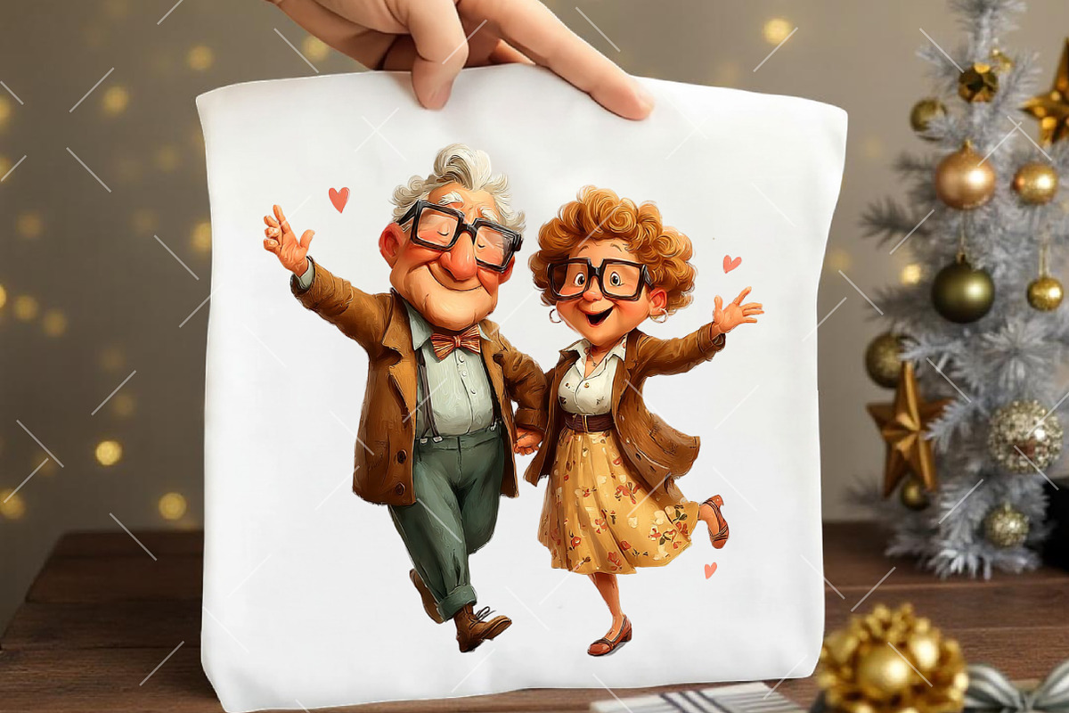 Valentine Cute Old Couple Clipart, an Illustration by OK Design (Photo 4 of 6)