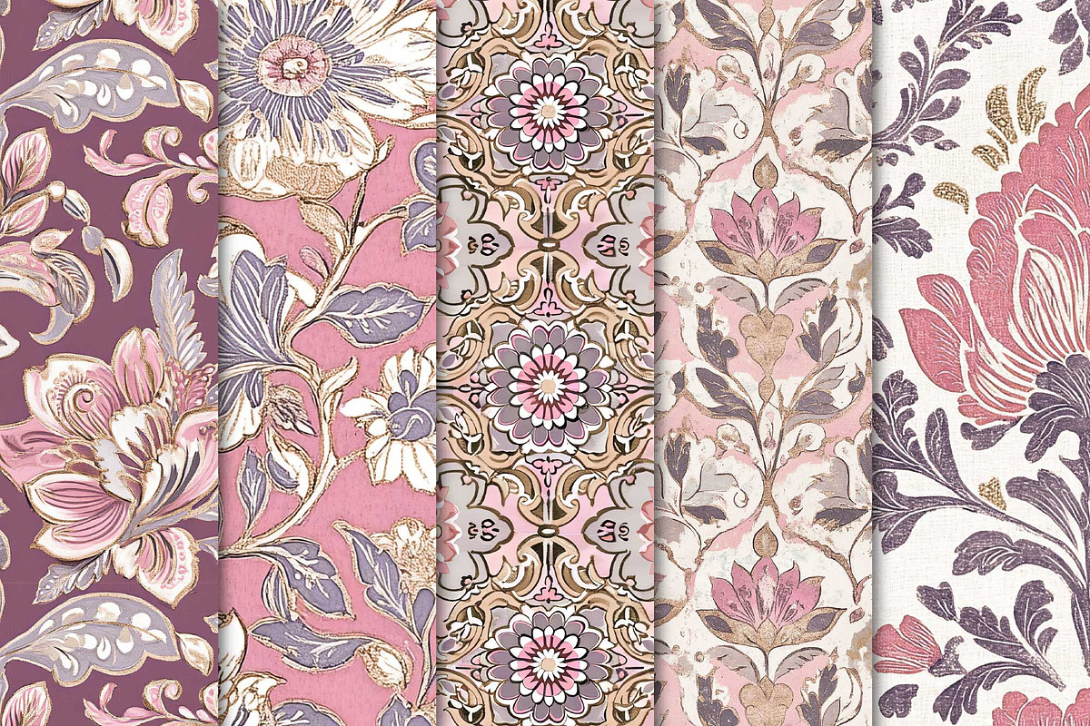 Batik Style Floral Digital Papers, a Pattern Graphic by Maishop (Photo 2 of 4)