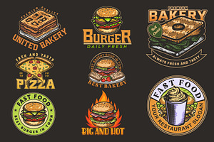 Set of bakery, fastfood, burger logo, a Branding & Logo Template by Billah Hub