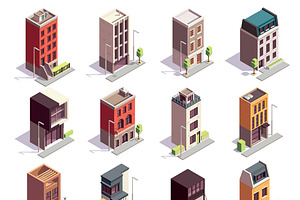 Townhouse Buildings Isometric Set