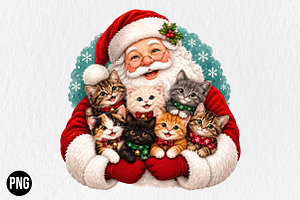 Santa Cat Christmas Sublimation PNG, a Seasonal Illustration by CraftArtStudio