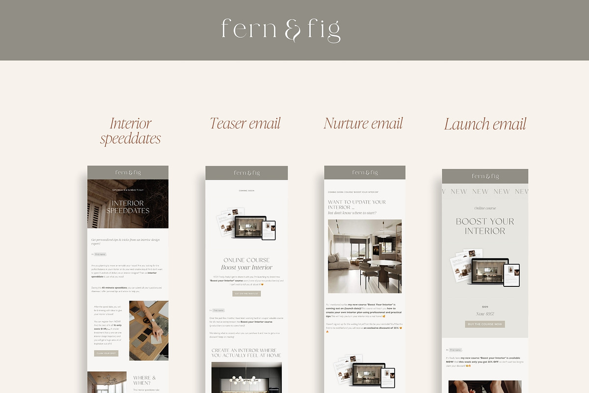 Earthy Flodesk Email Templates for Interior Designers