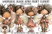 Whimsical Black Afro Fairy Clipart, an Illustration by OK Design (Thumbnail 1 of 6)