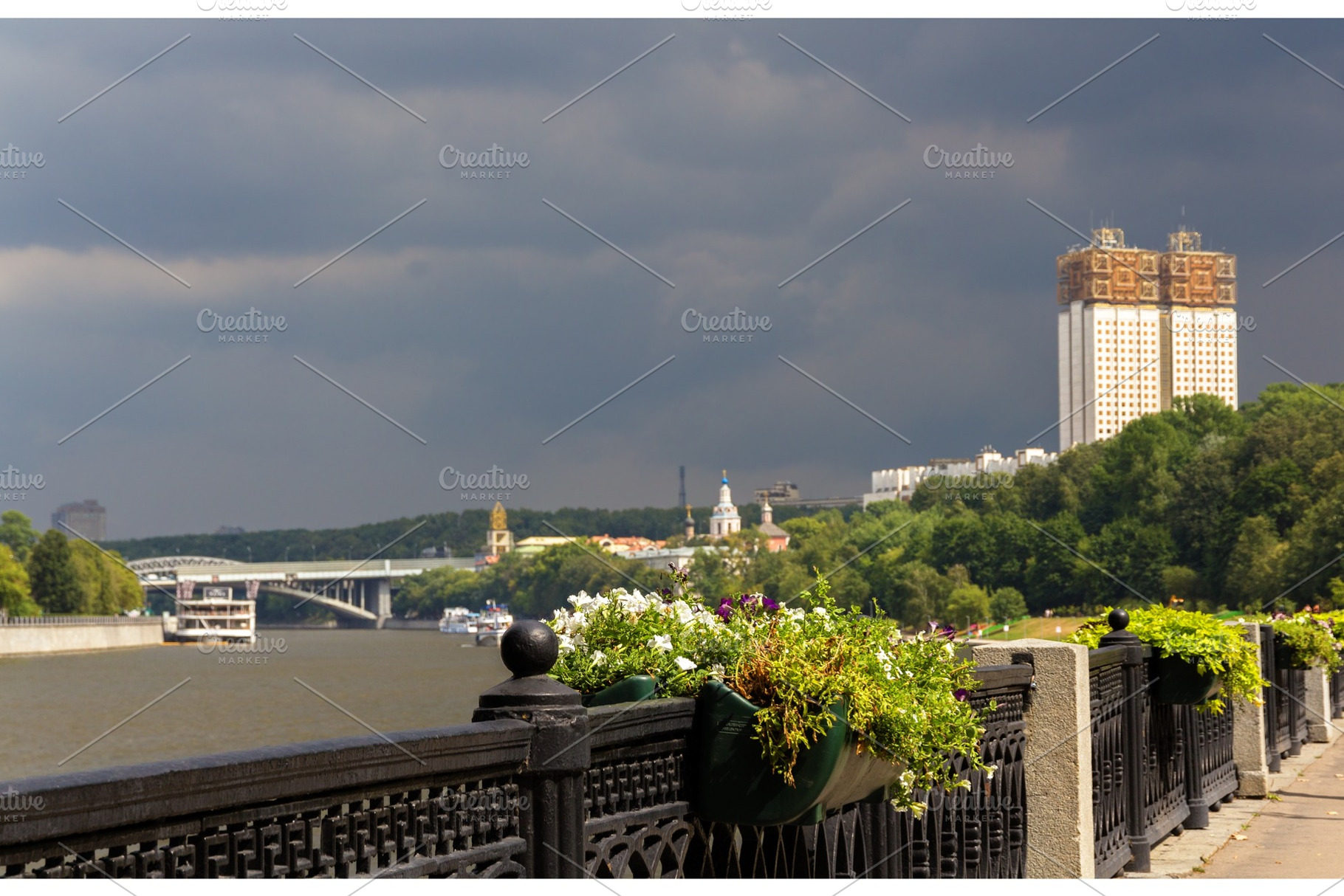 Flowers in Sparrow Hills park - Russia, Moscow, an Architecture Photo by Leonid Andronov