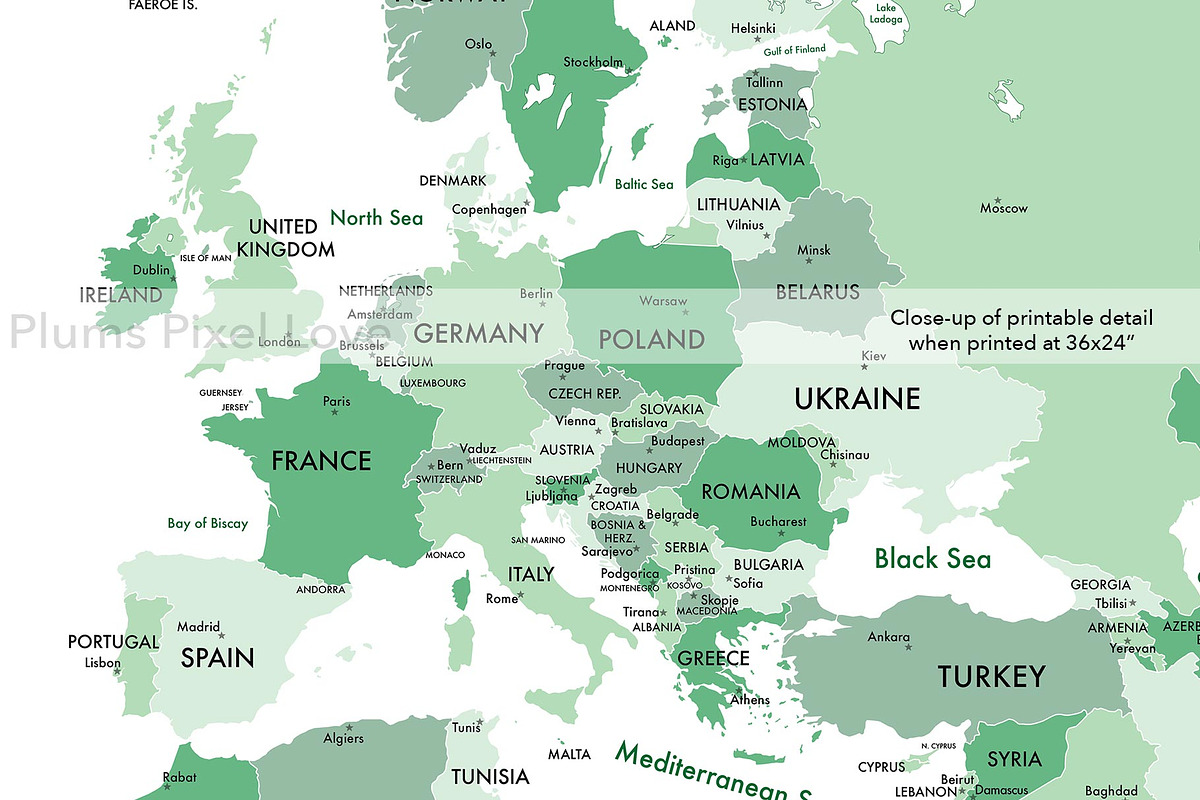 Detailed World Map 60x40 max - jpeg, an Illustration by Plums Pixel Love (Photo 11 of 12)
