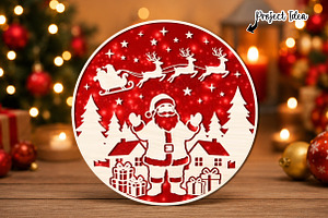 Santa Claus Christmas Round Sign SVG, an Object Graphic by OK Design