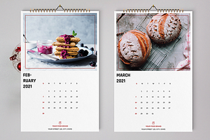 Food Wall Calendar Template 2021