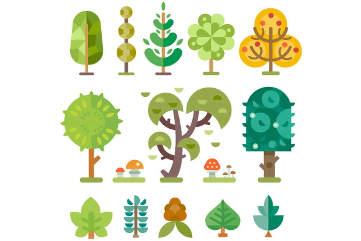 Different Trees Isolated, an Illustration by TastyVector