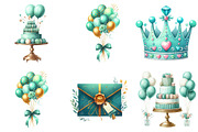 Teal Birthday Sublimation Clipart, an Illustration by DreamArtGraphic (Thumbnail 4 of 6)